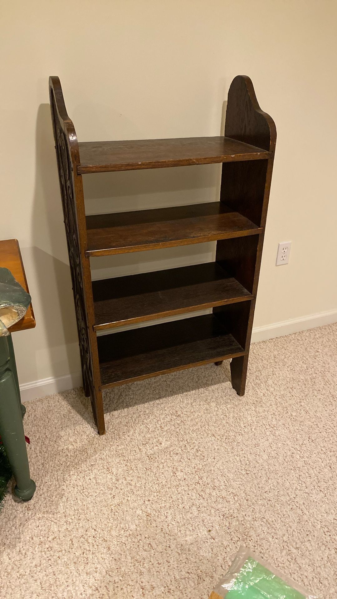 Beautiful Antique Solid Wood Carved Bookcase