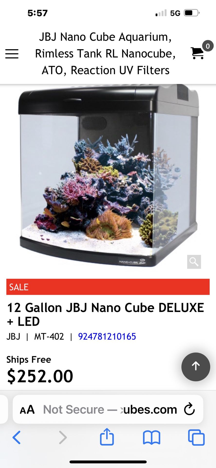 Jbj Nano Cube Dx 12 Gallon Fish Tank Salt Water Fresh Water With Stand