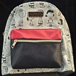 Peanuts Full Cast Bioworld Mini Backpack 'White/Red/Black