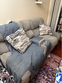 Couches and Table and Shelf