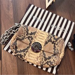Henri Bendel Yellow Snakeskin Wristlet Bag 