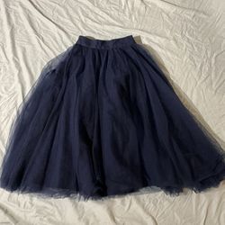 Long navy blue tulle skirt