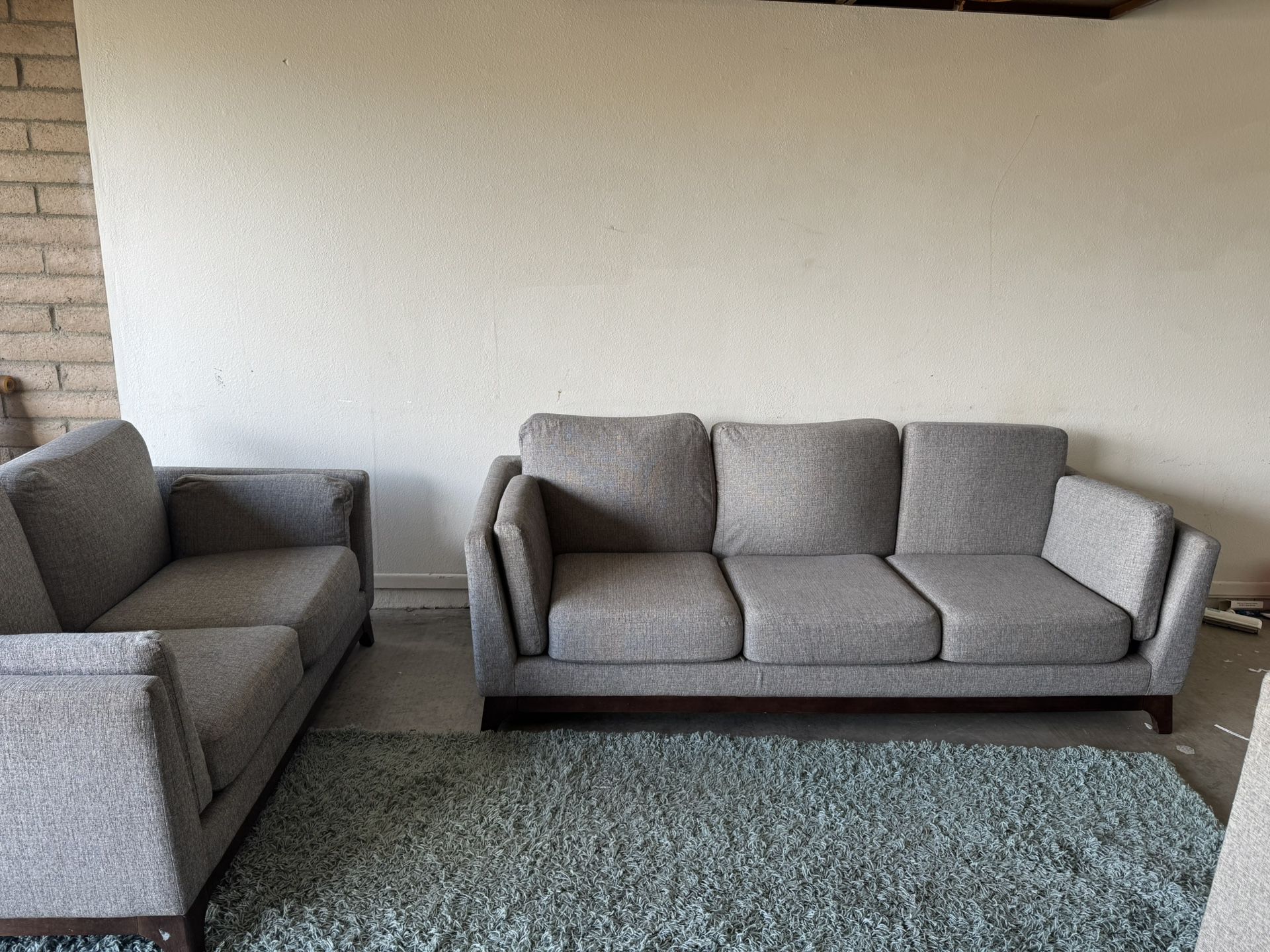 Gray Loveseat Sofa Couch Living Room Set 