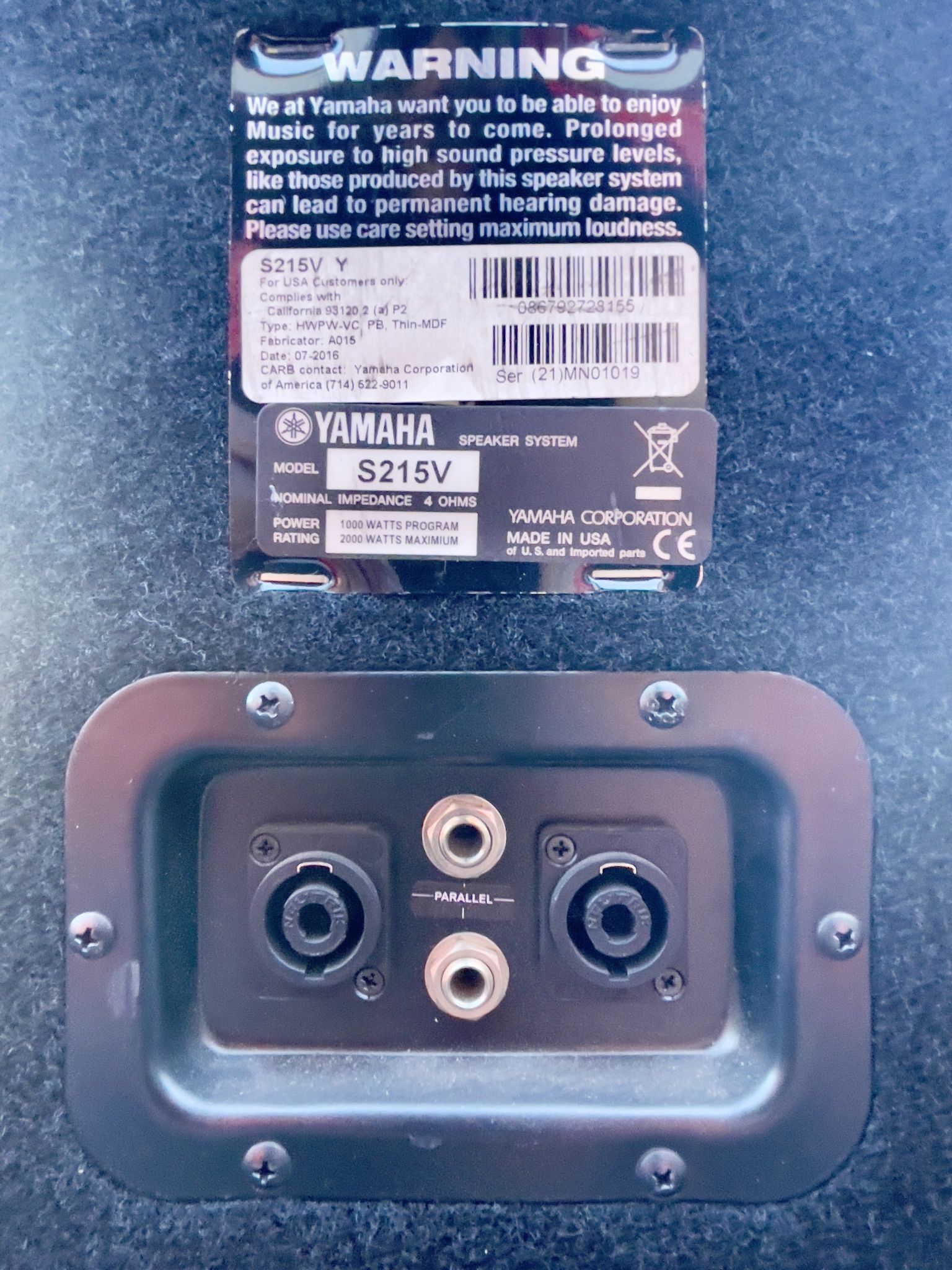 4) Yamaha Club V Series S215V 2000W Dual 15” Passive PA Speaker