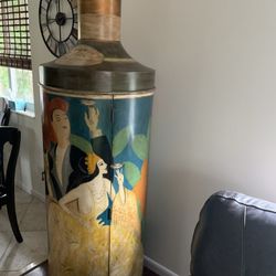 Handcrafted Bottle Shaped Antique Liquor Cabinet  Size 75” H  76” circumference  $500