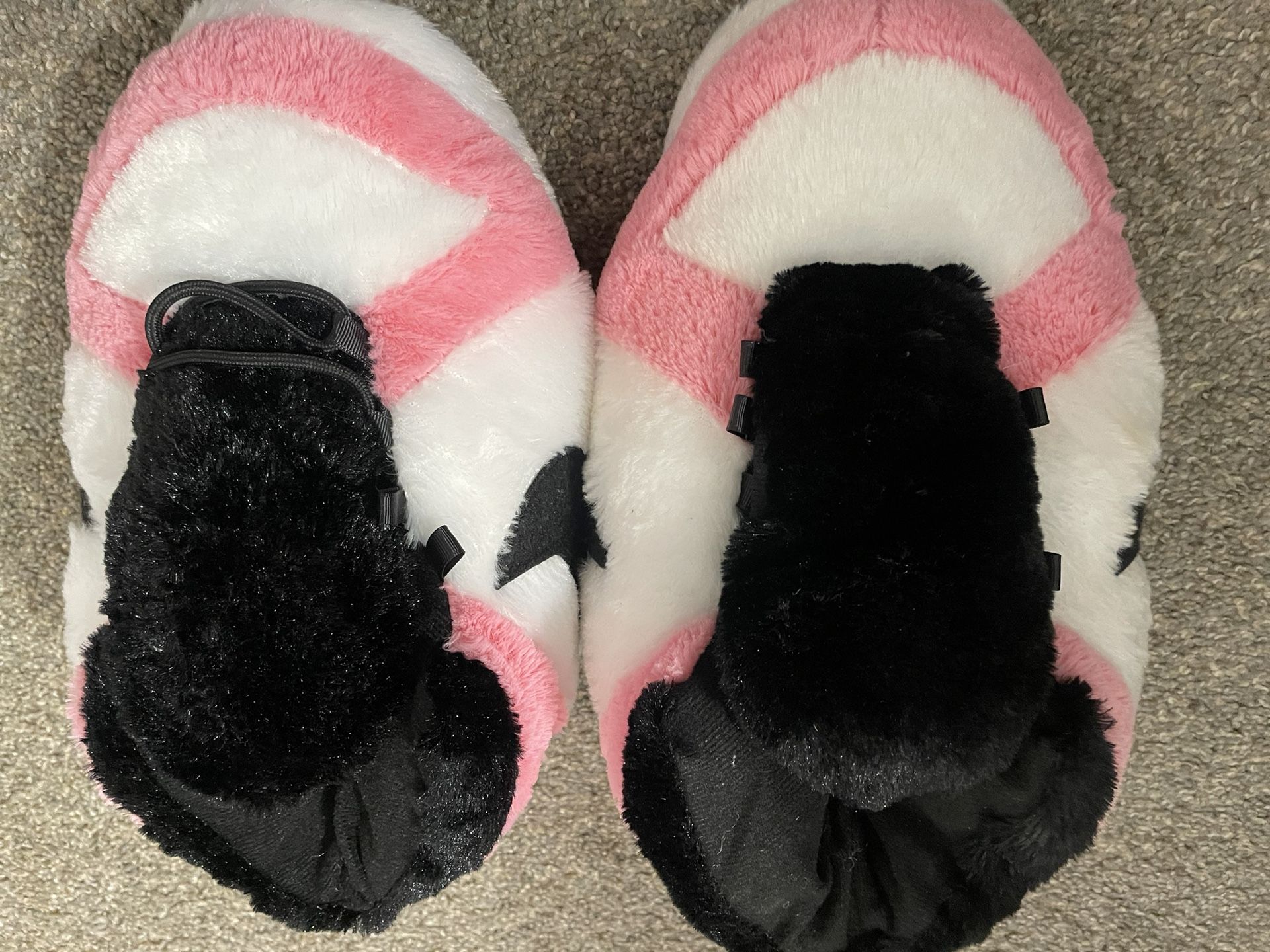 Fluffy plush sneaker slippers