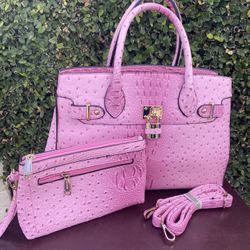 Dasein Pink Leather Shoulder Bag 