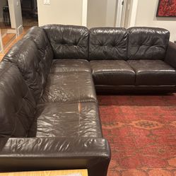 Dark Brown/black Leather Sofa 