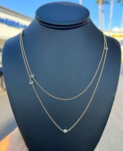 Jewelry 14k solid Yellow Gold paper clip link 48” Chain CZ 4.5CTW necklace 8.1 grams 5.25mm