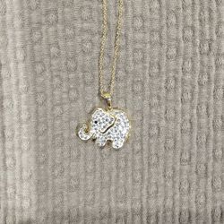 Crystal Elephant Charm Necklace 