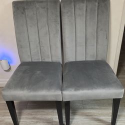 Pair of NEW Gray Velvet Dining Chairs - Already Assembled!