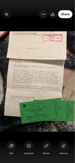 David Letterman tickets 1996