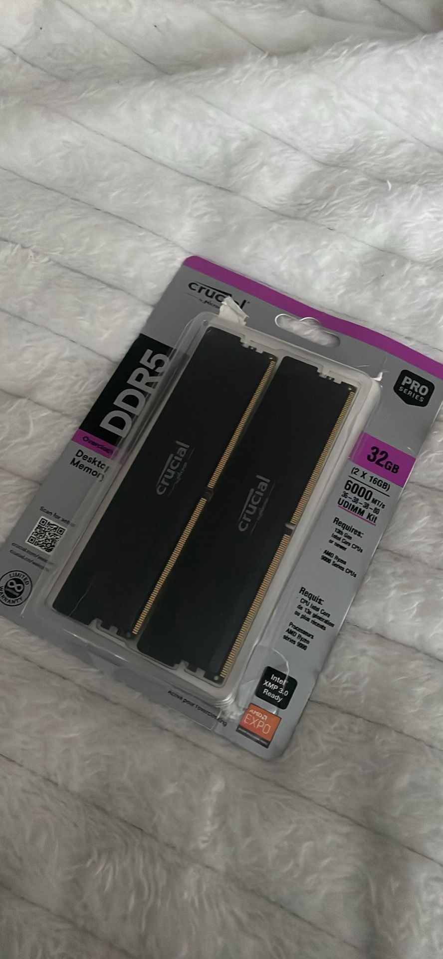 Crucial Pro 32GB DDR5 RAM Kit (2x16GB), CL36 6000MHz, Overclocking Desktop Gaming Memory RAM