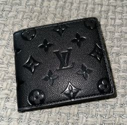 Black Leather Folding Wallet 