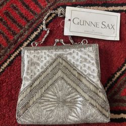 Vintage Gunne Sax Silver Beaded Purse