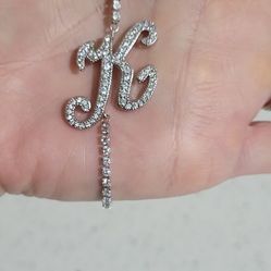 CZ Script Letter K Bracelet 