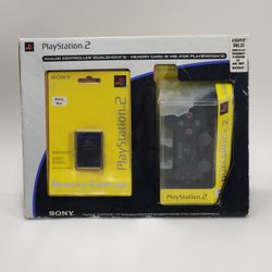 New Sony PlayStation 2 DualShock 2 Wired Controller Black w/ Memory Card