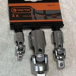New TACTIX UNIVERSAL JOINT SET (1/4”, 3/8”, 1/2”) 3 piece Set