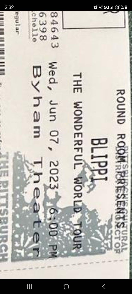BLIPPI TICKETS BYHAM THEATER PITTSBURGH 6/7/2023