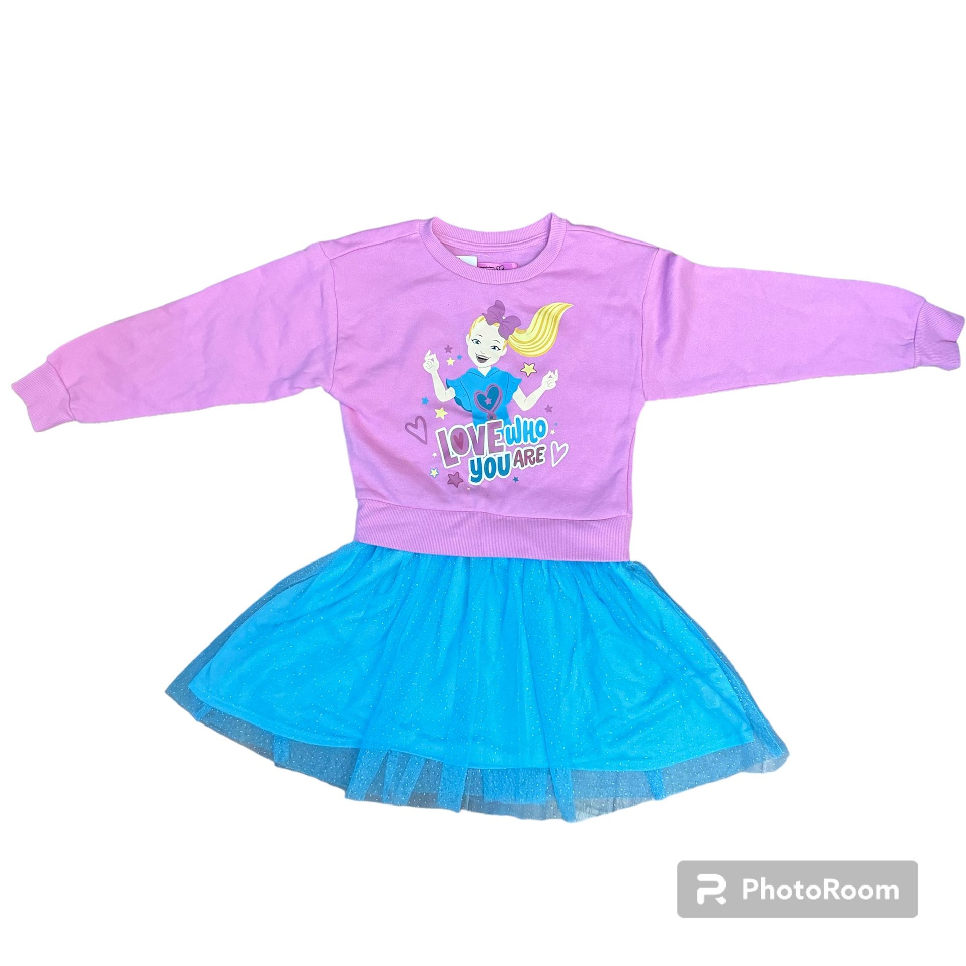 Jojo Siwa Nickelodeon Pink Blue Sweater Tulle Style Dress NWT Sz 6/6X 