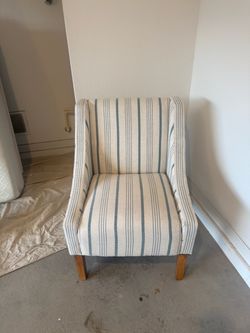 Blue & White Striped Accent Chair – Modern Coastal