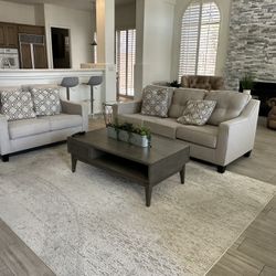 Grey Sofa & Loveseat Set With FREE Area Rug