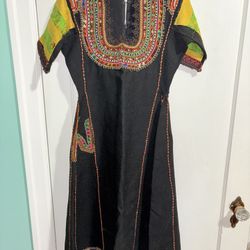 Antique Embroidered Wool Dress 