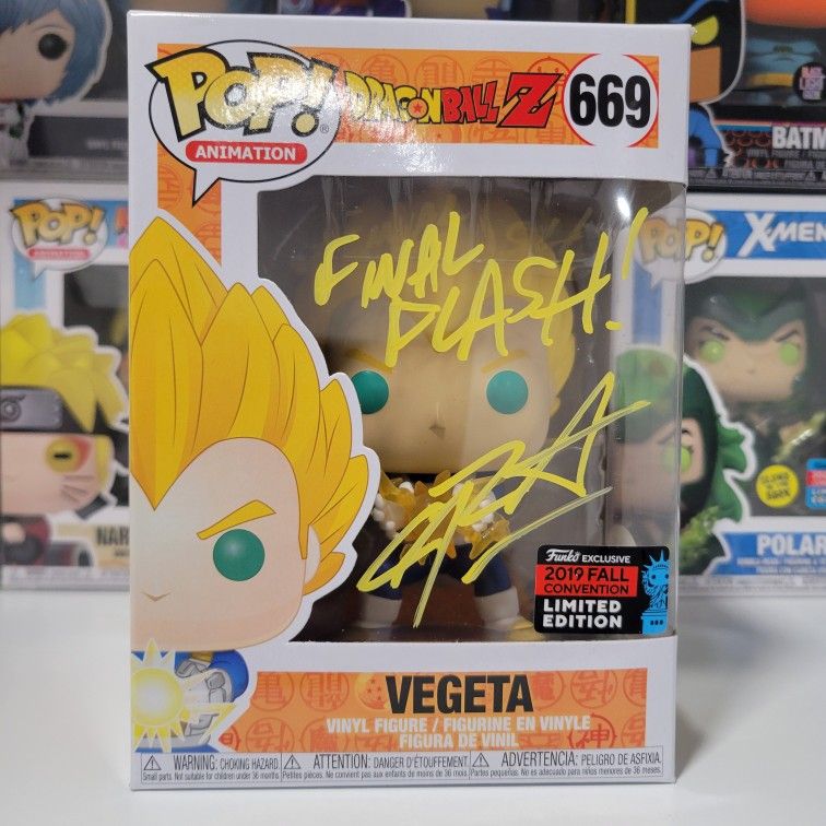 Anime Dragon Ball Z Vegeta Final Flash Convention Exclusive Autographed With JSA Authentication Funko POP