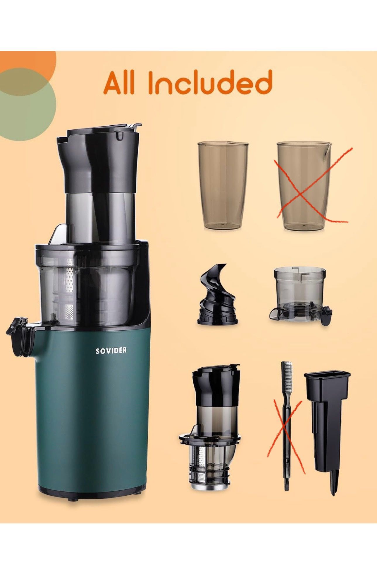 Compact Cold Press Juicer Machines Slow Masticating Juicer-3.1" Wide Chute for Fruits Vegetables Easy Clean with Brush Pulp Measuring Cup Reverse