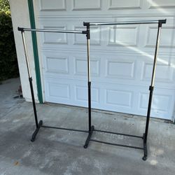 Adjustable Double Garment Rack with Wheels 