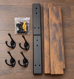 Rustic Wood and Metal Wall Coat Rack Kit