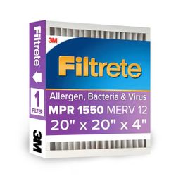 Two Filtrete 20 x 20 x 4 ( 20x20x4 )MERV 12 1550 MPR Allergen, Bacteria and Virus Electrostatic pleated Air Filter