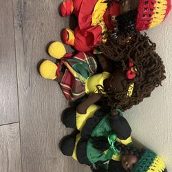 Three New Jamaican Dolls ( Bonus Hat ) 