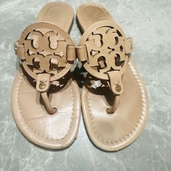 Tory Burch Miller Soft Sandals Light Makeup Leather Thong Slides Flats Size 6M