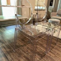 Two Clear Dinning Chairs 