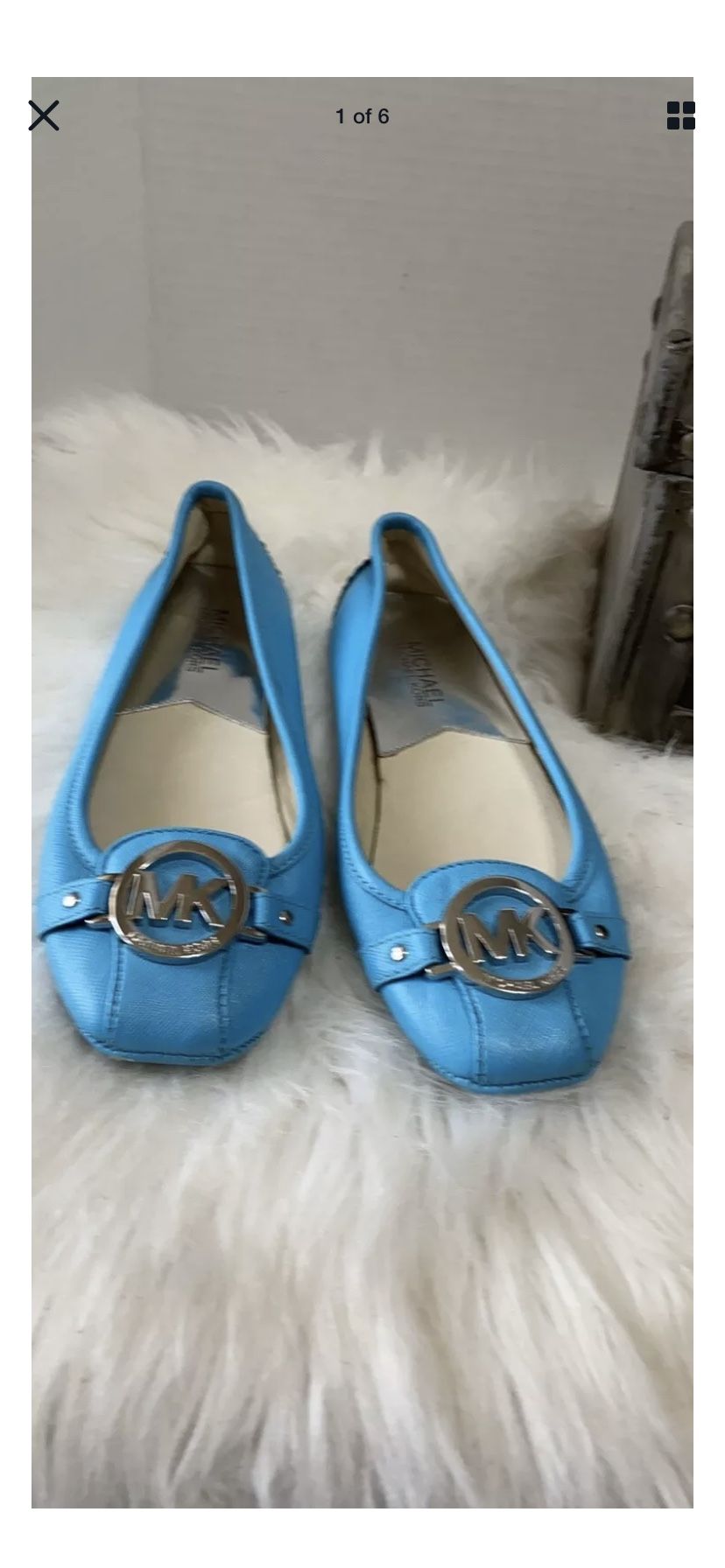 Michael Kors Fulton Loafer Leather Turquoise Flats Shoes 6 M