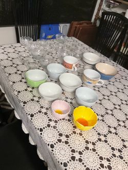 Assorted Glass and Ceramic Bowls and Mugs like new $3 each