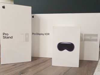 Apple Pro Display and Vision Pro with Air Pods Pro