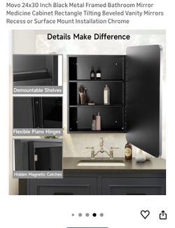 Movo Visit the Store 4.5 4.5 out of 5 stars (200) Movo 24x30 Inch Black Metal Framed Bathroom Mirror Medicine Cabinet Rectangle Tilting Beveled Vanity