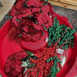 Assorted Red & Green Flowers/Decorations