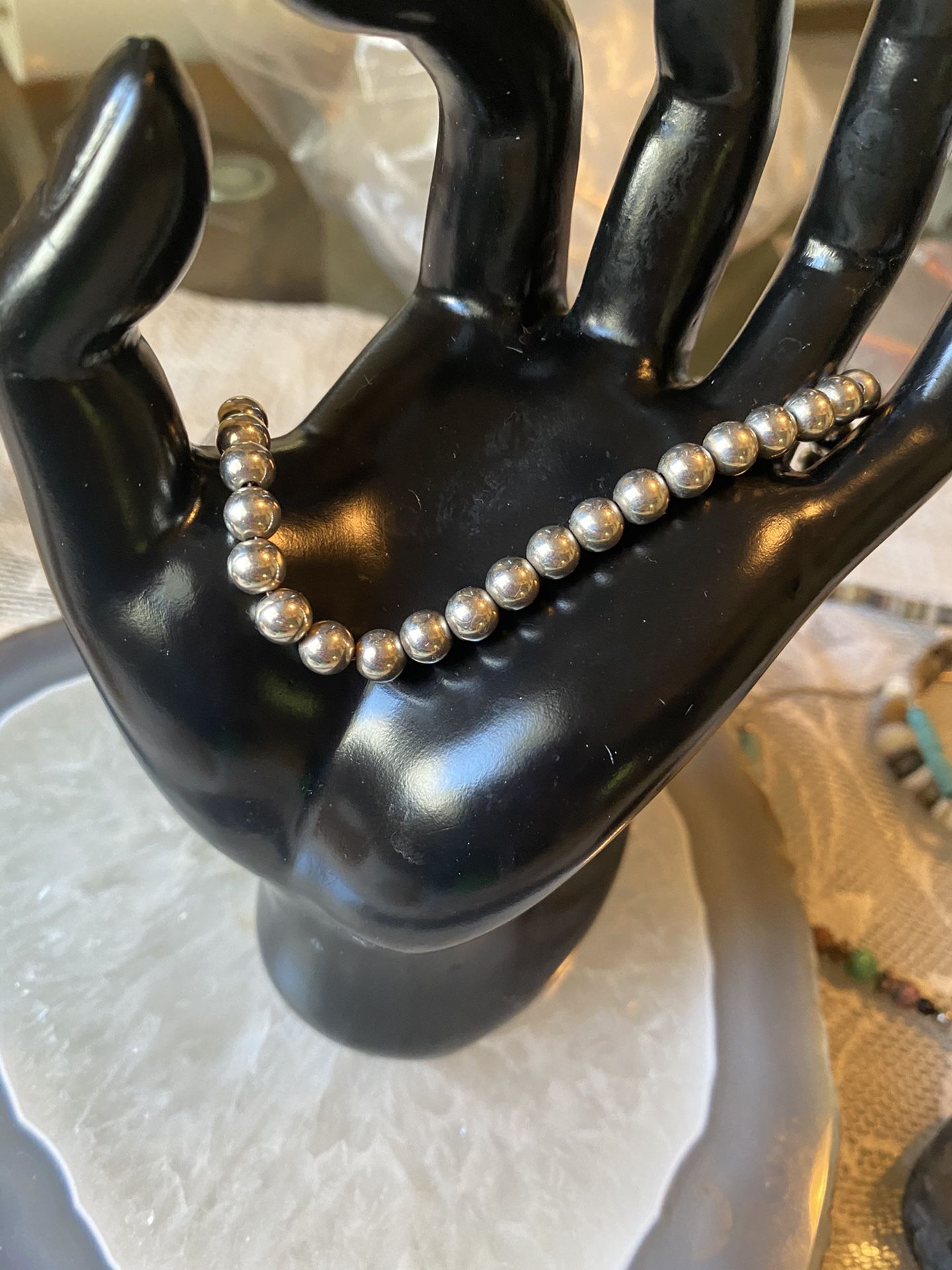 7” 925 Sterling Silver Beaded Bracelet