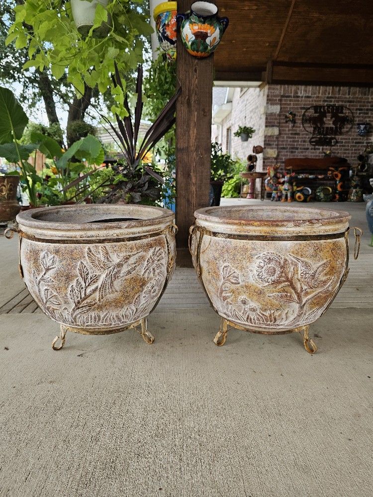 Hummingbird Clay Pots, Planters, Plants. Talavera, Pottery $95 cada una
