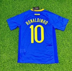 Ronaldinho Gaucho Brazil 2010 World Cup Retro Blue Jersey L