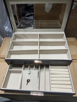 Litewit 2- layer Sunglasses Organizer with Glass Lid, 6 Slots eyeswear and Watch box, Spaces for Rings, Brooch, Multiple Eyeglasses Display Case for M