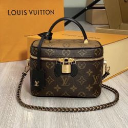 LOUIS VUITTON Vanity All-match Portable Old Flower Chain Coated Canvas Calfskin Trim Dressing Bag Hand-held One-shoulder Cross-body Makeup (141)67