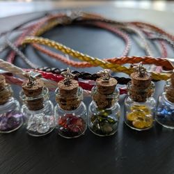 (6) CZ Necklaces (SET) Glass Bottle With Cork SET
