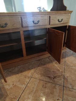 Oak Wood Buffet Sideboard with Drawers