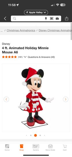 Disney 4 ft. Animated Holiday Minnie Mouse A6