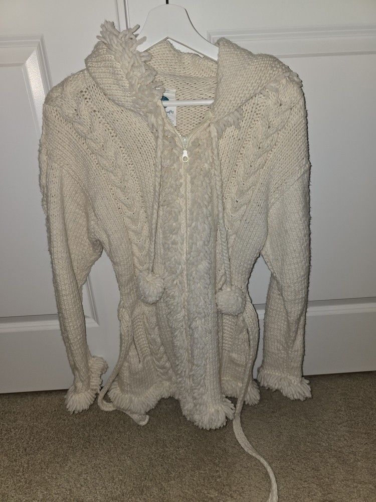 Women's Long Hooded Zippered Sweater - Size Small