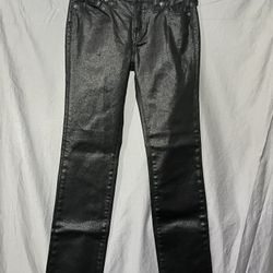 True Religion Shiny Black Billie Mid Rise Straight 25